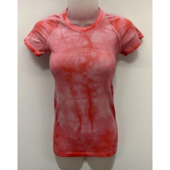 Lululemon Swiftly Tech Tee 2.0 Marble Size 2 Marble Dye Raspberry Cream 78656 - Picture 1 of 6